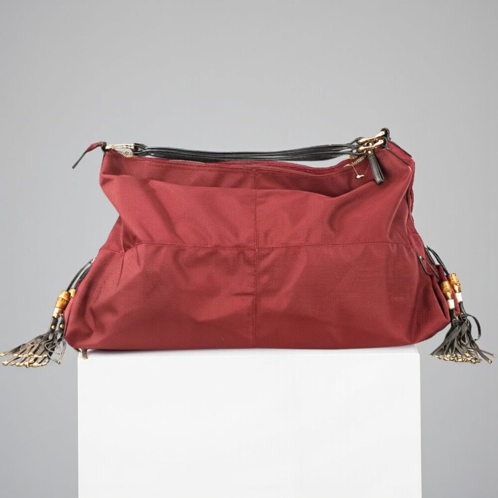 JEAN-PIERRE KLIFA for Anteprima-Nueva Merlot Nylon Tassel Lined Shoulder Bag